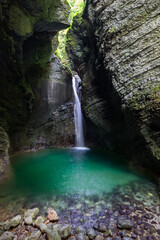 Fototapeta na wymiar Kozjak waterfall near Kobarid in Slovenia