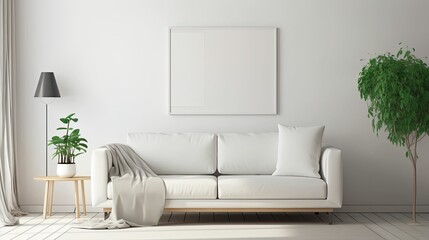 frame mockup in modern living room interior, Generative AI
