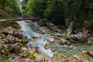 Naklejka na ściany i meble Beautiful view of Tolmin gorges near Tolmin in Slovenia
