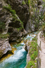Beautiful view of Tolmin gorges near Tolmin in Slovenia