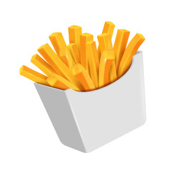 French fries are packed in a white paper box or paper envelope