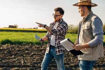 Inspector is doing some inspections of a villagers farmland