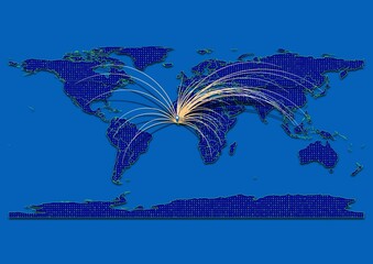 Naklejka premium Vibrant, detailed map for Liberia emphasizing export, technology, trade and innovation. Ideal for businesses, entrepreneurs. Enhance presentations and marketing materials.