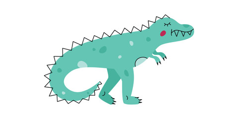 Flat hand drawn vector illustration of tyrannosaurus dinosaur