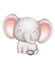Cute baby elephant watercolor