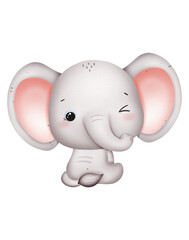 Cute baby elephant watercolor
