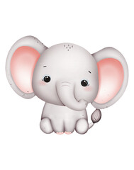 Cute baby elephant watercolor