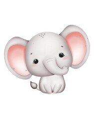 Cute baby elephant watercolor