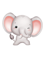 Cute baby elephant watercolor