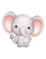 Cute baby elephant watercolor