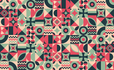 Neo Geometric posterlad Bauhaus pattern trendy illustration, posterlad pattern background design.