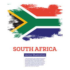South Africa Flag with Brush Strokes. Independence Day.