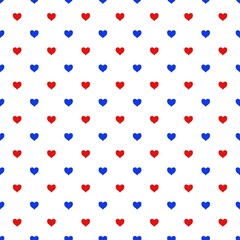 Seamless pattern with hearts on white background.