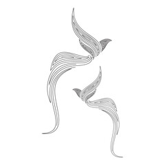 Line drawing of a fire phoenix. Mythology animal icon concept.