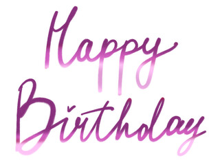 lettering design element hand drawn style written in marker pink fuchsia phrase happy birthday for print and media on white background