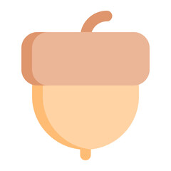Isolated acorn in flat icon on white background. Oak, nut