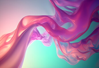 pink abstract iridescent liquid smoke plastic flowing shape background created with generative ai