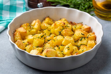 Baked potatoes with spices and rosemary
