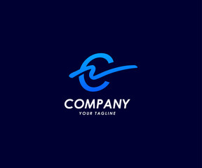Fototapeta premium vector gradient Cn or Nc wave logo design template