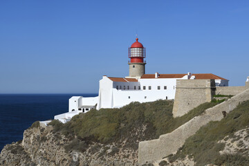 Fototapeta na wymiar Cabo de Sao Vicente Lighthouse, Sagres, Vila do Bispo, Faro district, Algarve, Portugal