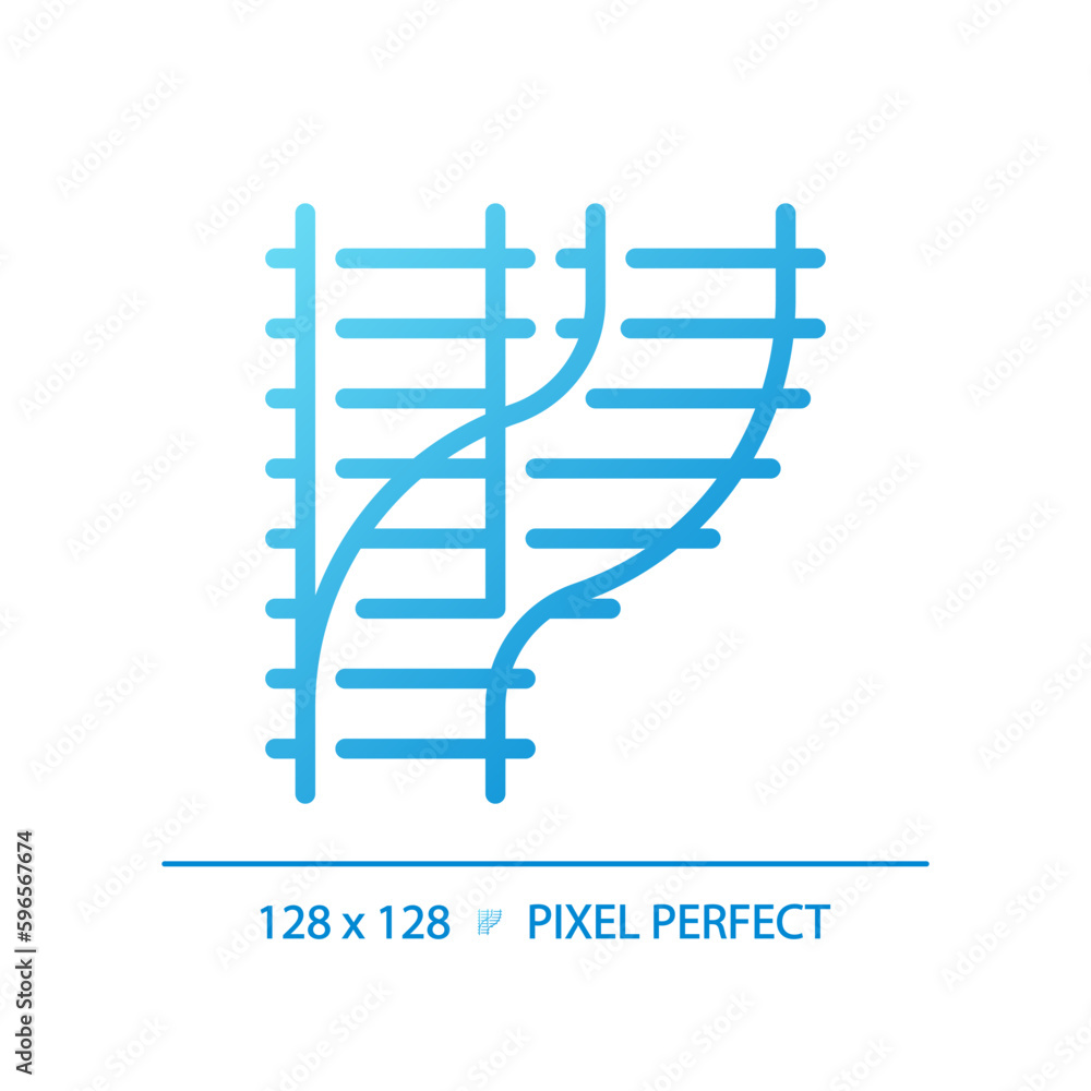 Sticker railroad switch pixel perfect gradient linear vector icon. rail turnout. railway junction. train cro