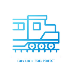 Locomotive pixel perfect gradient linear vector icon. Diesel engine. Freight train. Rail transport vehicle. Power car. Thin line color symbol. Modern style pictogram. Vector isolated outline drawing