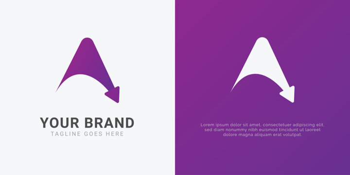 Modern and Professional A Letter With Arrow logo Vector Design 