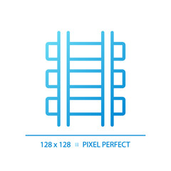 Rails pixel perfect gradient linear vector icon. Railroad track. Railway infrastructure. Train route. Civil engineering. Thin line color symbol. Modern style pictogram. Vector isolated outline drawing