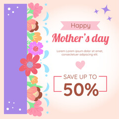 Mother's Day discount banner template, vector, and social media advertising, editable