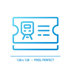 Ticket control pixel perfect gradient linear vector icon. Railway station. Train passenger. Public transportation. Thin line color symbol. Modern style pictogram. Vector isolated outline drawing
