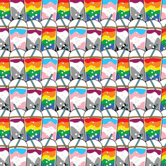 Seamless LGBT boba pattern for wallpapers, Textiles, Asexual flag color background, Vector rainbow design, Minimal boba sticker