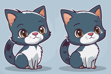 two cats vector illustration, character set