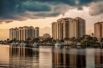 Skyline of Naples in Florida, USA. Generative AI