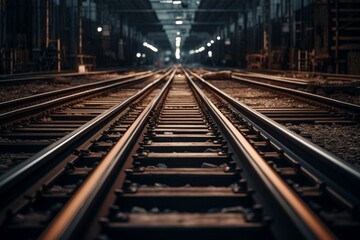 Fototapeta na wymiar Perspective geometric train track design. Generative AI