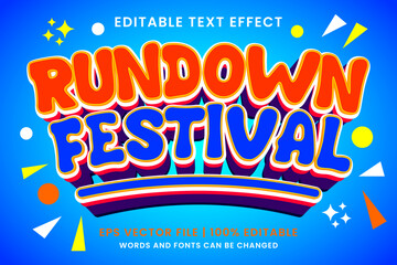 Rundown festival retro pop art style editable text effect