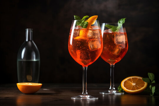 Aperol, Prosecco, sparkling water. A light and bubbly cocktail