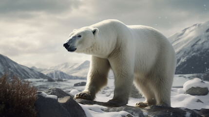 Fototapeta na wymiar A young male polar bear (Ursus maritimus) on an ice floe