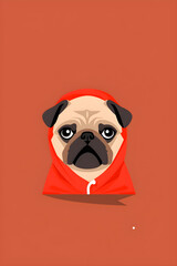 pug with a bow pug in a hoodie