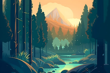 landscape with forest