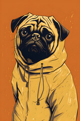 Pug portrait drawing