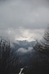 Dolomites, Snow covered mountains, cloud over the mountains