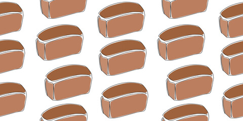 Seamless pattern of bread icons in one line. Vector illustration on a white background.