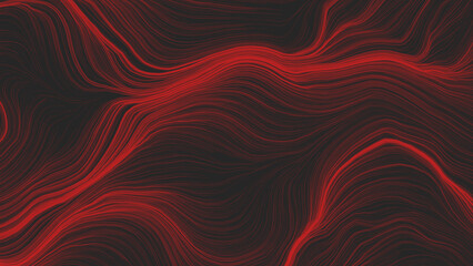 Black and red abstract concept background. Wavy lines. Backdrop with modern stripes. Wavy stripes black and red colors on dark texture.