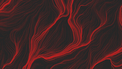 Black and red abstract concept background. Wavy lines. Backdrop with modern stripes. Wavy stripes black and red colors on dark texture.