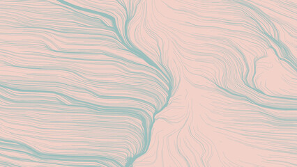 Blue lines on beige background. Digital art design. Backdrop with modern stripes. Wavy stripes beige and light blue colors on pastel texture.