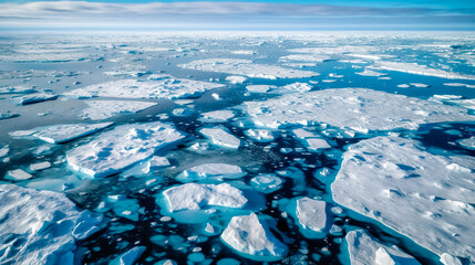landscape scenery of the North Pole where climate change has caused melting ice caps - obrazy, fototapety, plakaty