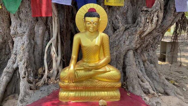 Idol of Gautam Buddha in one of the places where he use to meditate in early days in Bodh Gaya, India.