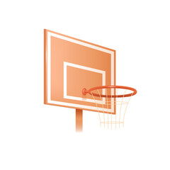 Basketball hoop 3d vector illustration. Basketball net and back board for playing in cartoon style isolated on white background. Sport, competition, health concept