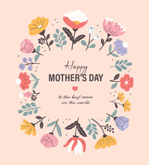 Mother's day poster, greeting card, background design with beautiful blossom flowers.