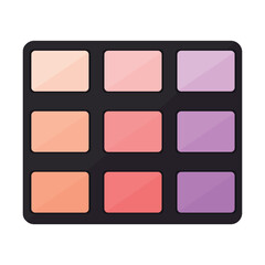 Vector image of a palette with eye shadow. The concept of makeup and self-care. A bright element of cosmetics for design.
